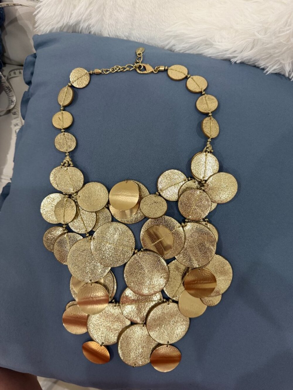 Chico’s Grace Gold Disc Mixed Metal Statement Bib Necklace NWOT 🌟